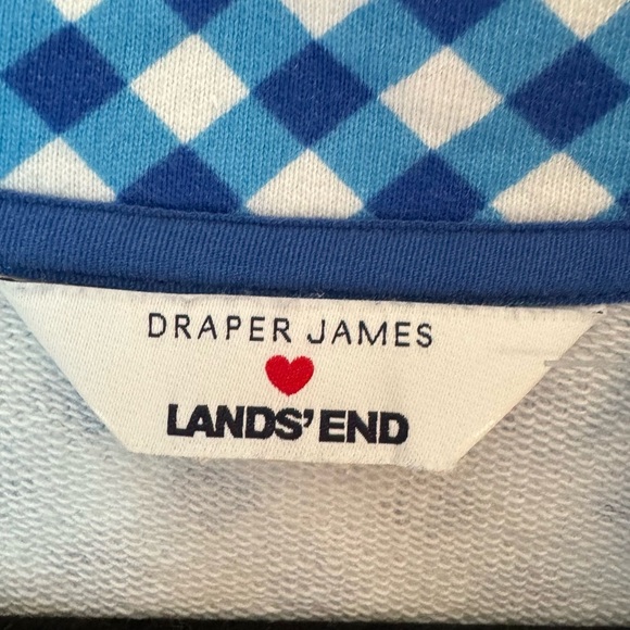 Draper James X Lands End Men’s 1/4 Snap Blue Gingham Coastal Pullover Size XL - Picture 5 of 7